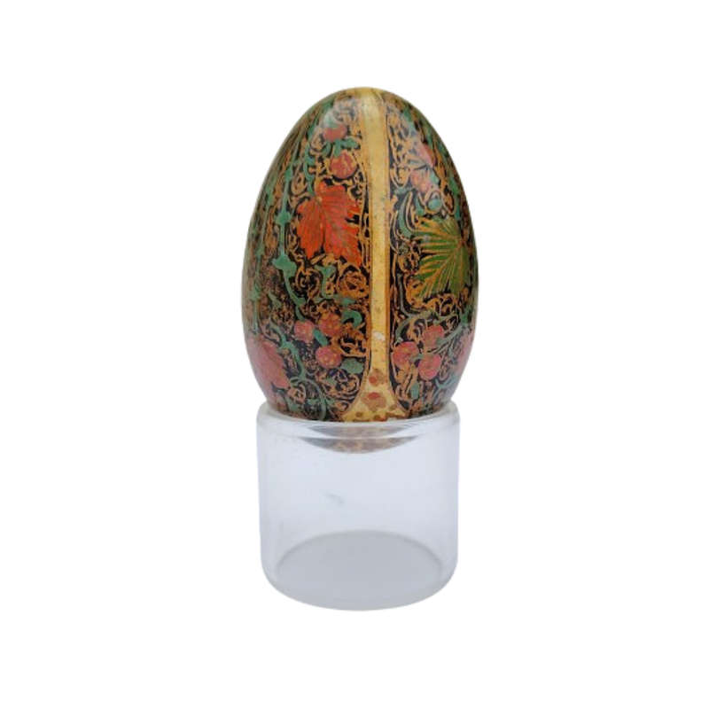 Vintage Hand Painted Flowers Egg on clear Stand