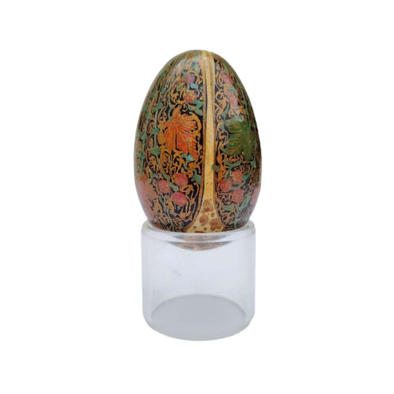 Vintage Hand Painted Flowers Egg on clear Stand