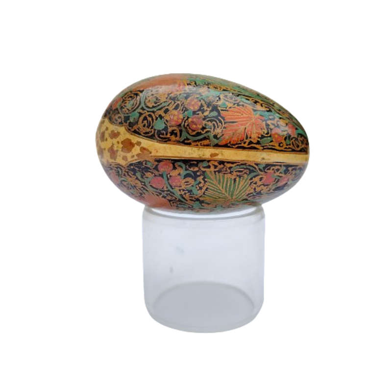 Vintage Hand Painted Flowers Egg on clear Stand