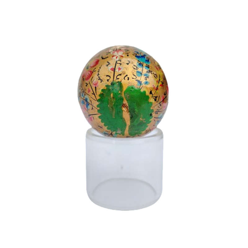 Vintage Hand Painted Flowers Real Egg on clear Stand