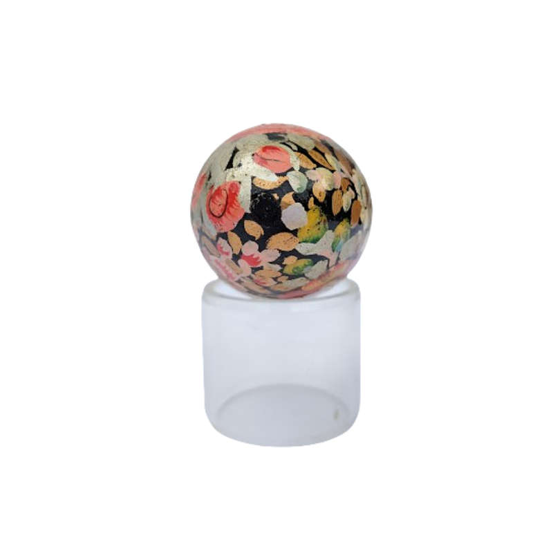 Vintage Hand Painted Flowers Egg on clear Stand
