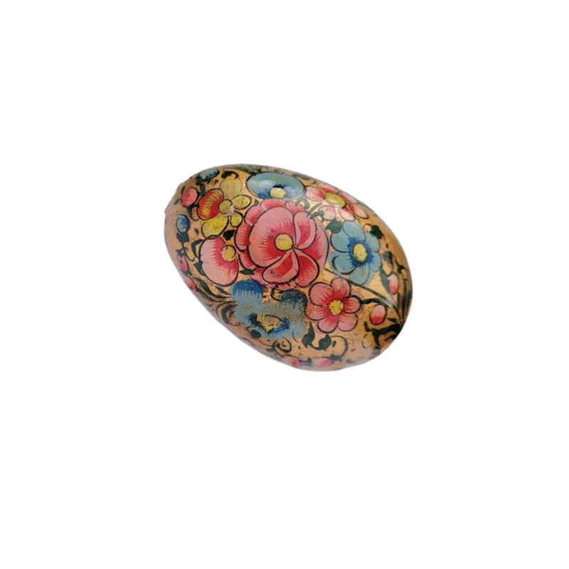 Vintage Hand Painted Flowers Egg on clear Stand