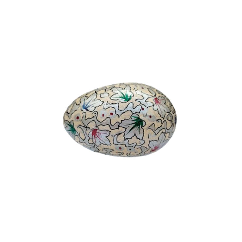 Vintage Hand Painted Flowers Egg on clear Stand