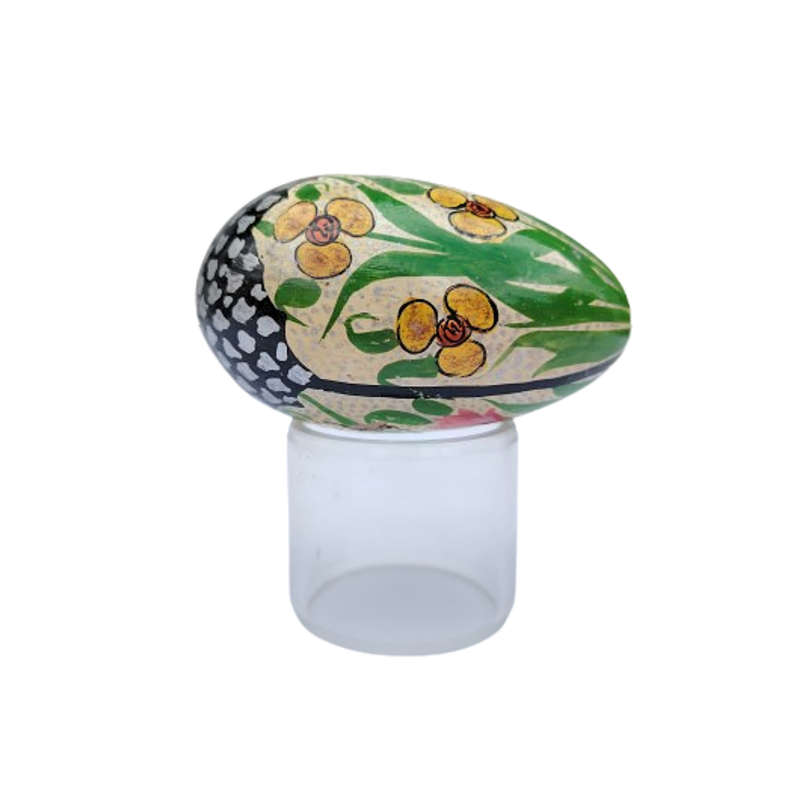 Vintage Hand Painted Flowers Egg on clear Stand