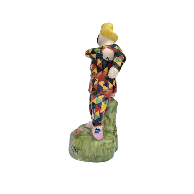 Harlequin Black Face Jester Clown Figure Antique Pearlware Pottery Circa 1810