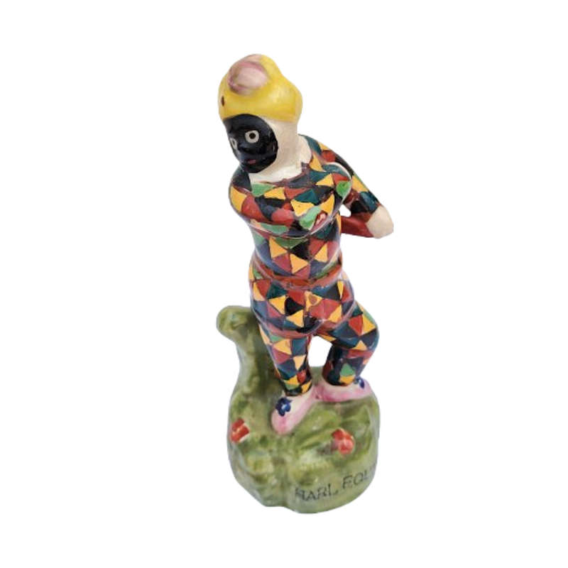 Harlequin Black Face Jester Clown Figure Antique Pearlware Pottery Circa 1810