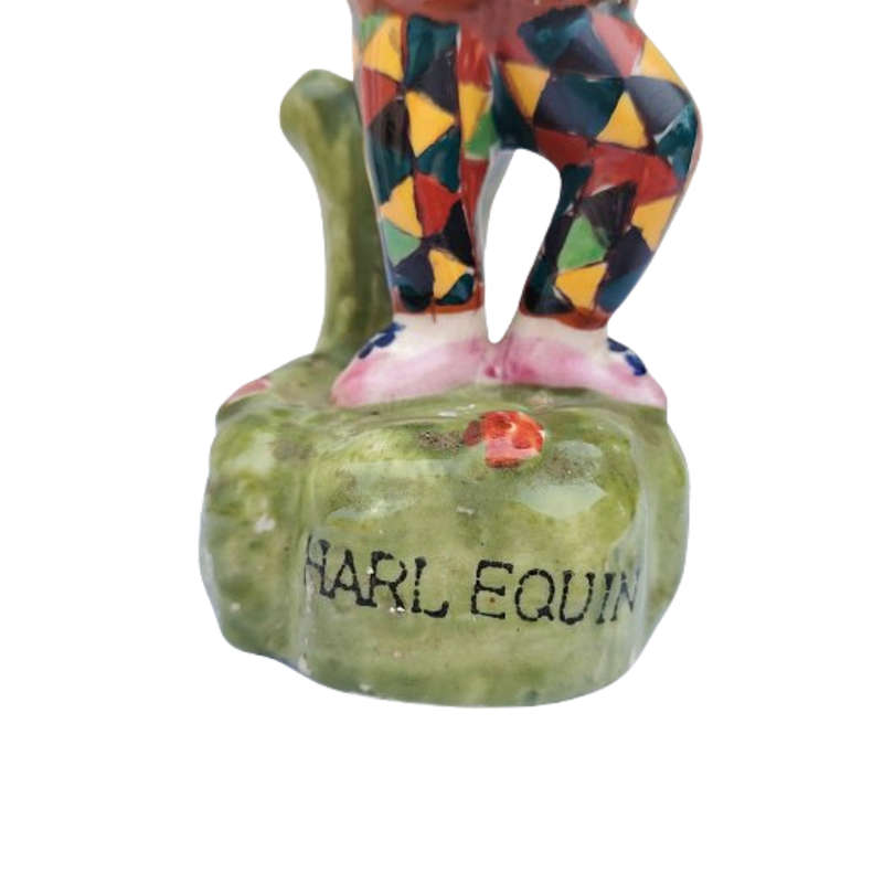 Harlequin Black Face Jester Clown Figure Antique Pearlware Pottery Circa 1810