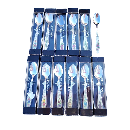 Royal Albert Flower of the Month set of 12 Silver Plated Teaspoons