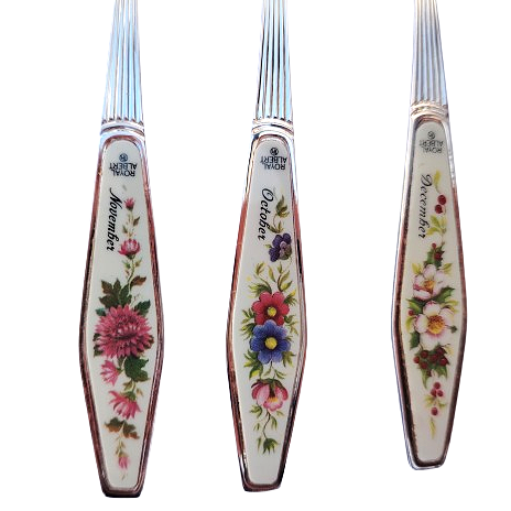 Royal Albert Flower of the Month set of 12 Silver Plated Teaspoons