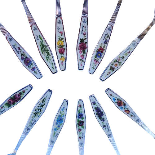 Royal Albert Flower of the Month set of 12 Silver Plated Teaspoons