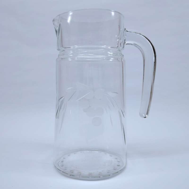 Quality vintage glass etched grape pattern water jug