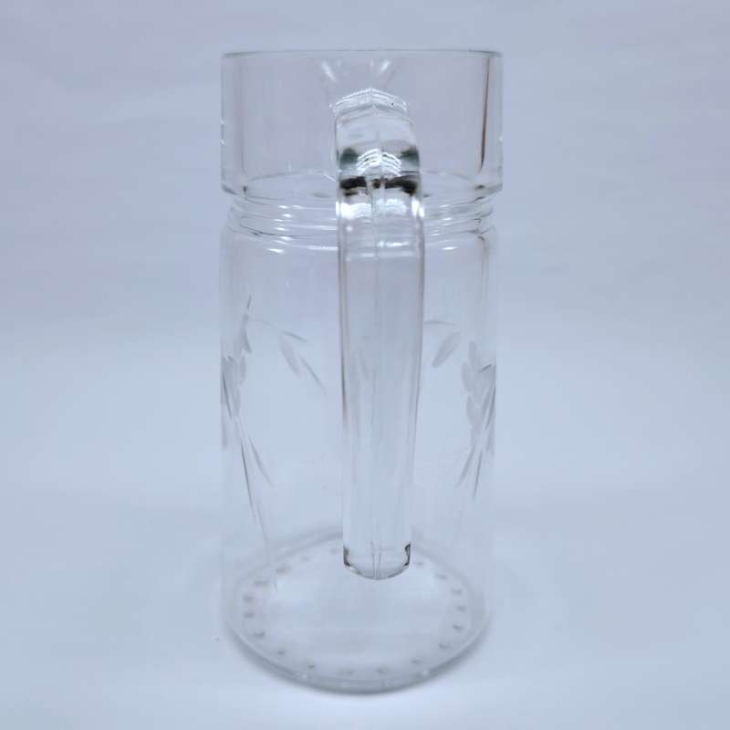 Quality vintage glass etched grape pattern water jug