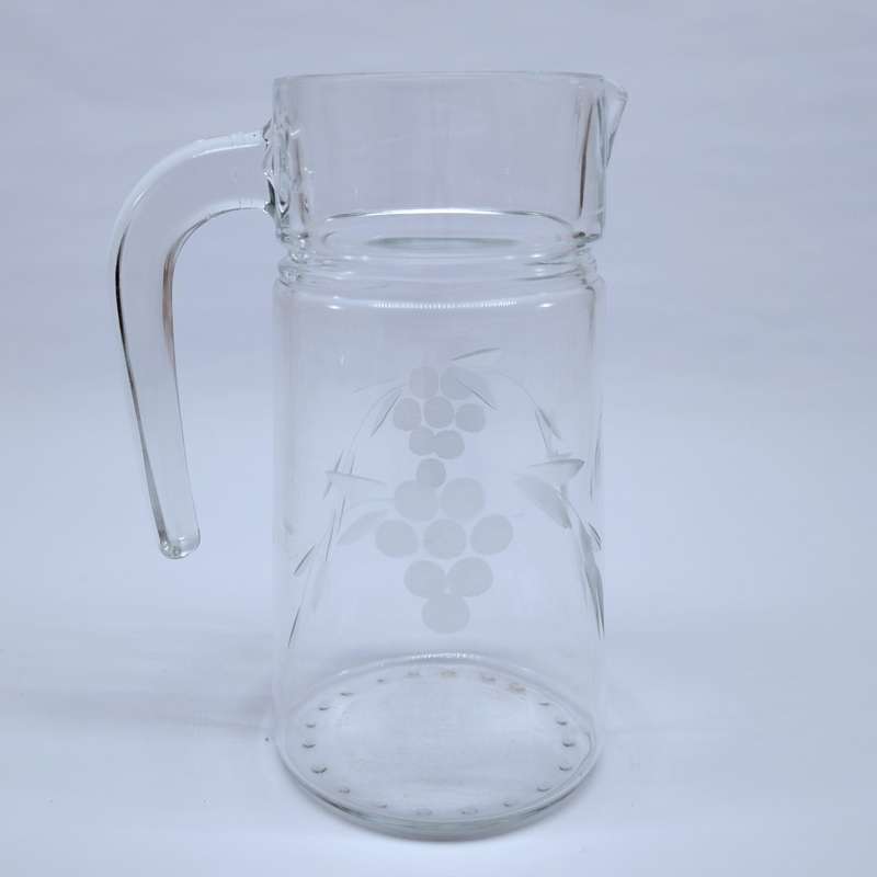 Quality vintage glass etched grape pattern water jug