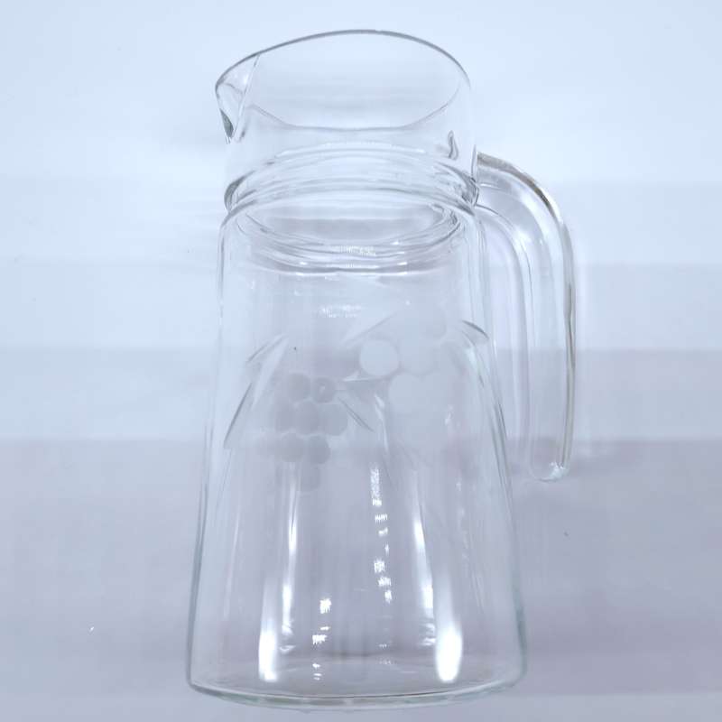 Quality vintage glass etched grape pattern water jug