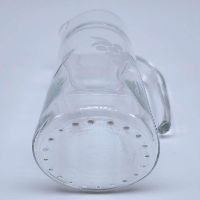 Quality vintage glass etched grape pattern water jug