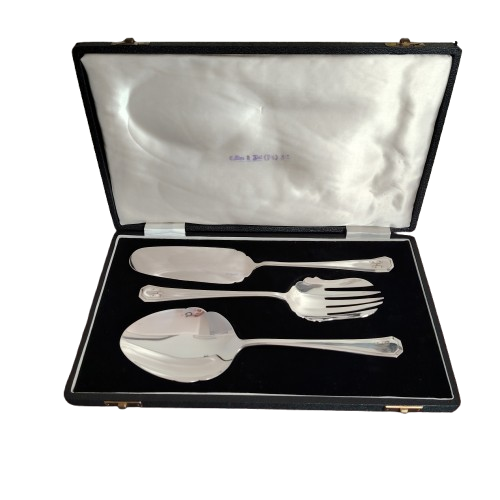 Antique J.Sanderson & Son cased Argyle Silver Plated Serving Cutlery Set