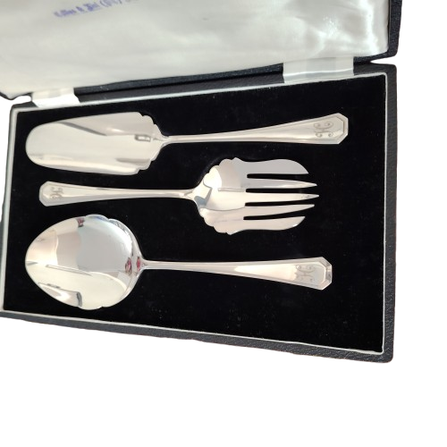 Antique J.Sanderson & Son cased Argyle Silver Plated Serving Cutlery Set
