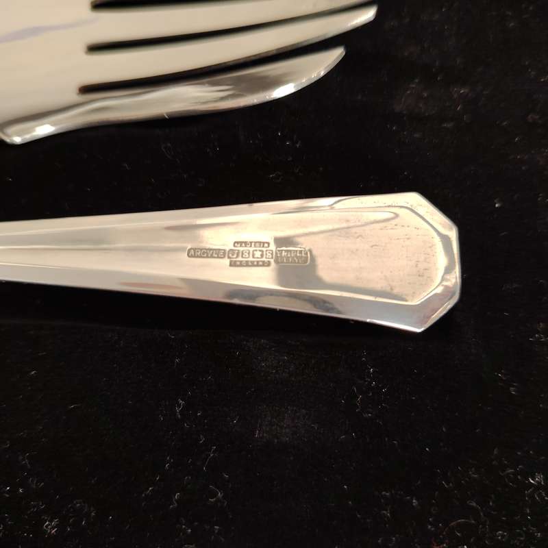 Antique J.Sanderson & Son cased Argyle Silver Plated Serving Cutlery Set