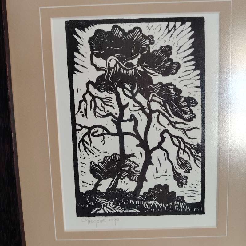 Gregoire Boonzaier The Windswept Trees Lino Cut