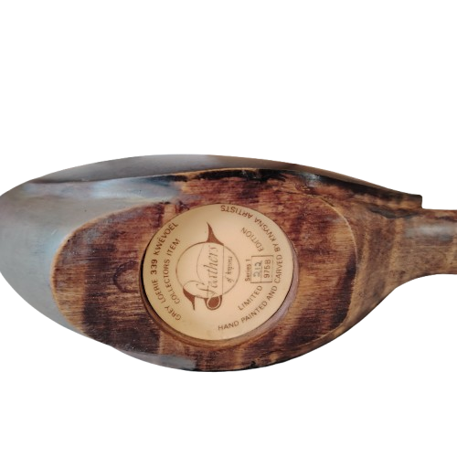 Feathers of Knysna carved and hand painted Knysna Grey Lourie Bird