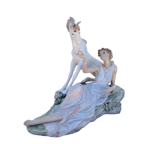 Lladro Rare Figurine Large The Goddess and The Unicorn
