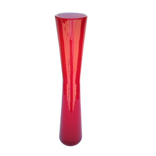Tall Red Round Vase With White Inside