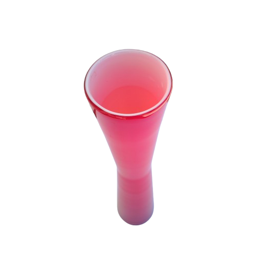 Tall Red Round Vase With White Inside
