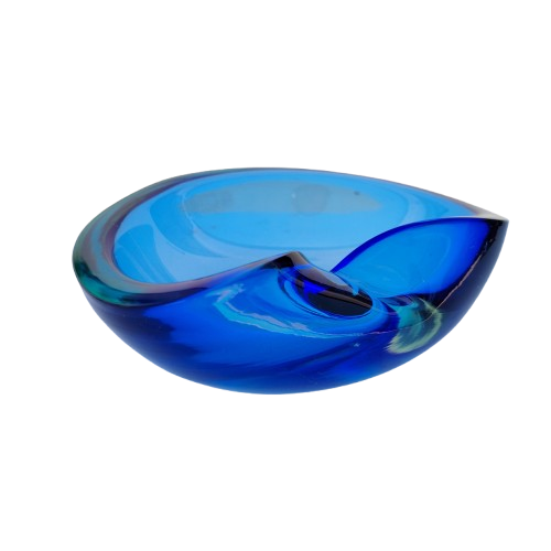 Murano Sommerso Flavio Poli Blue and Jade Glass Dish 1960's