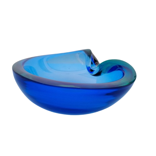 Murano Sommerso Flavio Poli Blue and Jade Glass Dish 1960's