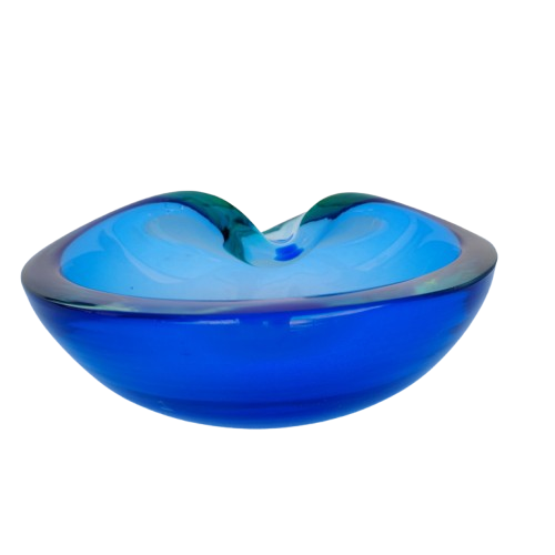 Murano Sommerso Flavio Poli Blue and Jade Glass Dish 1960's