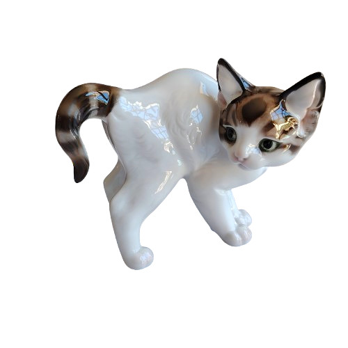 Rosenthal German Prof Th Karner Standing With Arched Back Cat Kitten