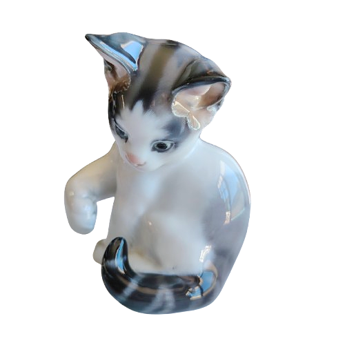 Rosenthal Porcelain Cat Professor Th. Karner curling paw