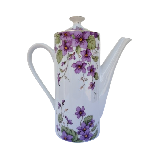 Limoges Porcelain Purple Flowers Coffee Set