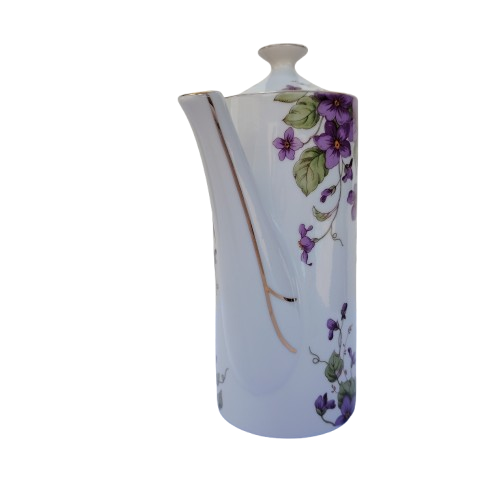 Limoges Porcelain Purple Flowers Coffee Set