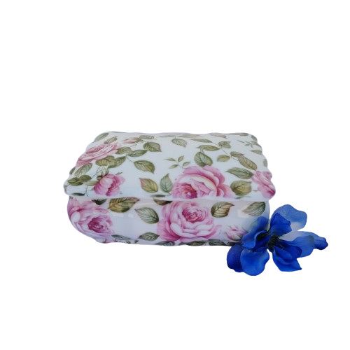 Queens Porcelain Cottage Rose Trinket Box and Lid