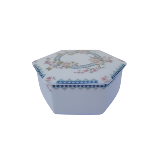 Coalport April Hexagon Shaped  Trinket Box and Lid