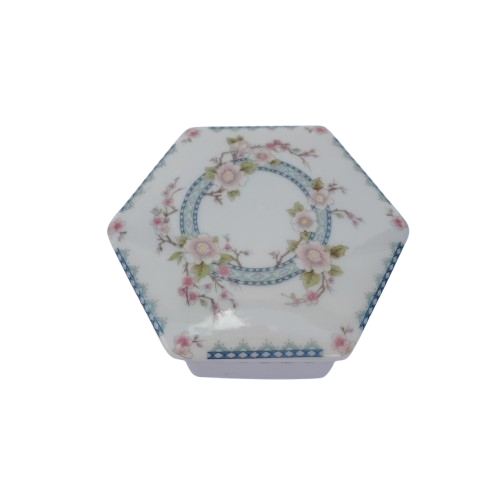 Coalport April Hexagon Shaped  Trinket Box and Lid