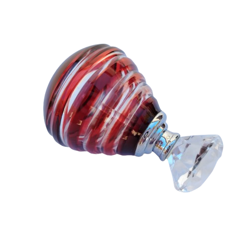 Vintage Clear and Red Crystal Lidded Perfume Bottle