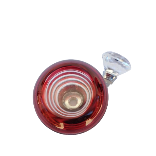 Vintage Clear and Red Crystal Lidded Perfume Bottle