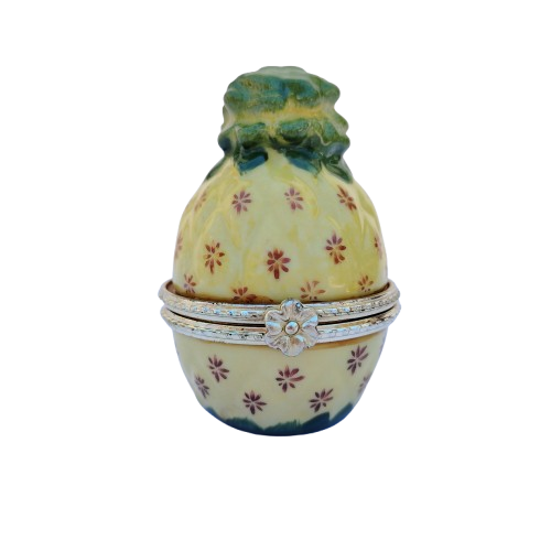 Pineapple with Slice Trinket Enameled Hinged Trinket Box