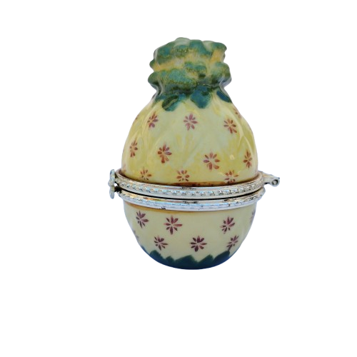 Pineapple with Slice Trinket Enameled Hinged Trinket Box