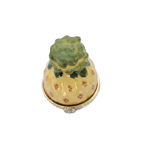 Pineapple with Slice Trinket Enameled Hinged Trinket Box