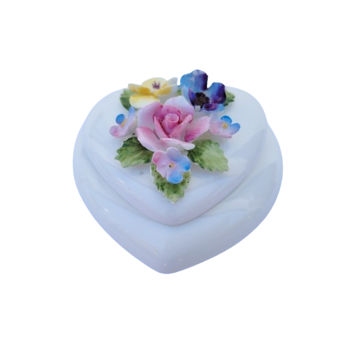 Royal Adderley Flowers Heart Ring Trinket Box