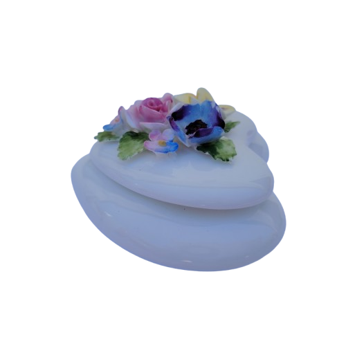 Royal Adderley Flowers Heart Ring Trinket Box