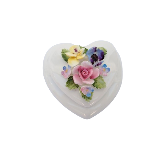 Royal Adderley Flowers Heart Ring Trinket Box