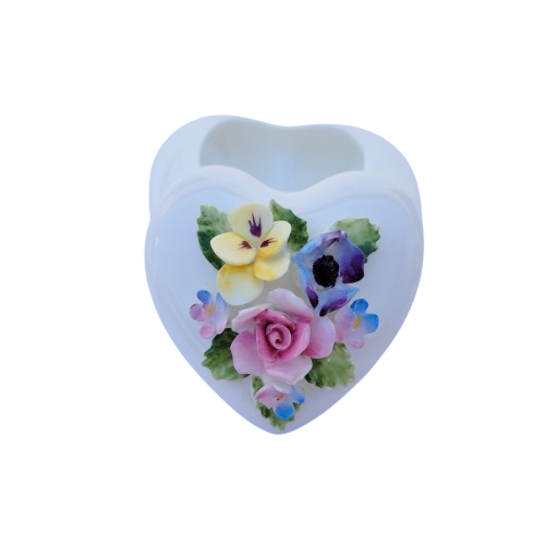 Royal Adderley Flowers Heart Ring Trinket Box