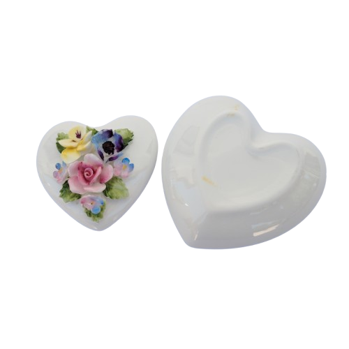 Royal Adderley Flowers Heart Ring Trinket Box