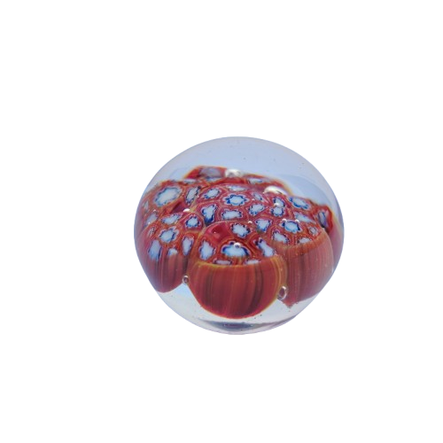 Murano Paperweight in red, white and blue Millefiori