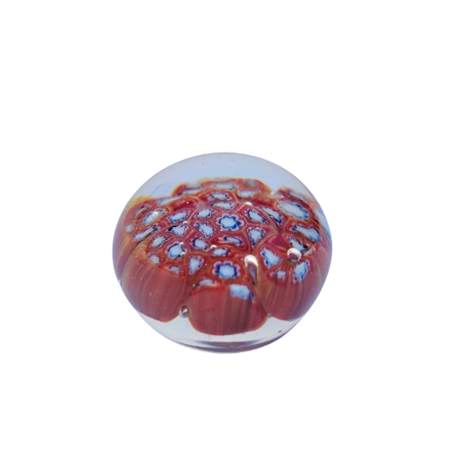 Murano Paperweight in red, white and blue Millefiori