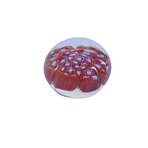 Murano Paperweight in red, white and blue Millefiori